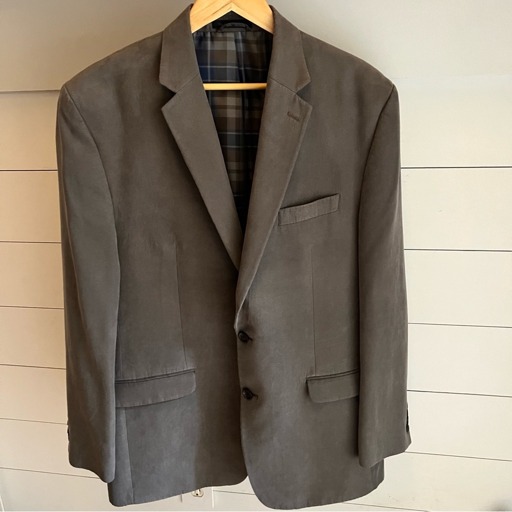 Lauren Ralph Lauren Men's Microfiber Brushed Gray Blazer Suit Jacket Size 46L